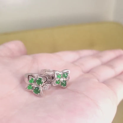 Yingmart Certified Genuine Icy Green Burmese Type A Jadeite Jade Gemstone Earrings Made With 925 Sterling Silver earrings, Gift for Women