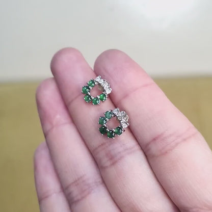 Yingmart Certified Genuine Icy Green Burmese Type A Jadeite Jade Gemstone Earrings Made With 925 Sterling Silver earrings, Gift for Women