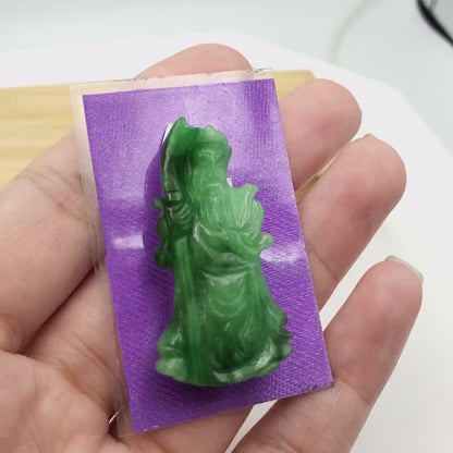 Yingmart PJG30 Green Natural Jade Stone Carved Statue of generals Jadeite, Protection, Good Luck