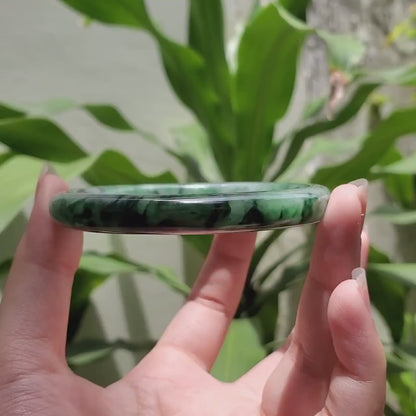 High Quality 48–72mm Jadeite Jade White to Green Black Veins YingMart Bangle Gift for Her Grandmother Sister Mom Mens Feng Shui