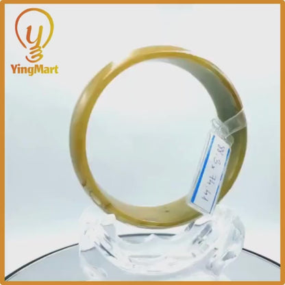 Yingmart 74mm PNJ Certified Natural Color Yellowish Brown Natural Jadeite Jade Bangle Bracelet, Real Gemstone, Gift for Her Mom Grandma