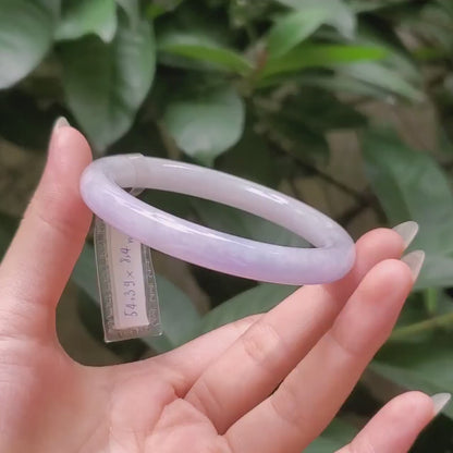 Yingmart  54mm PNJ Certified Natural Color Greenish Grey White Natural Jadeite Jade Bangle Bracelet, Real Gemstone, Gift for Her Mom Grandma