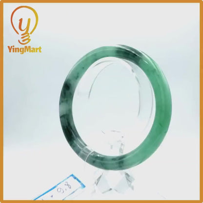 Yingmart 61mm PNJ Certified Natural Color Grey White Natural Jadeite Jade Bangle Bracelet, Real Gemstone, Gift for Her Mom Grandma Sister