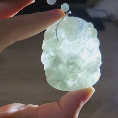 Yingmart Translucent Guan Yin Pendant Genuine Jadeite Real Jade Type A Grade A Hand Carved