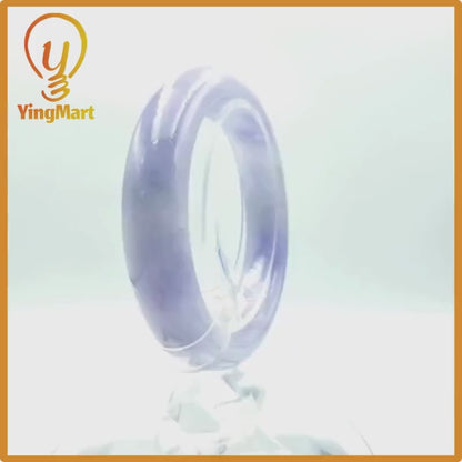Yingmart 55mm PNJ Certified Natural Color Grey White Natural Jadeite Jade Bangle Bracelet, Real Gemstone, Gift for Her Mom Grandma