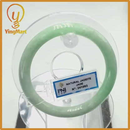 Yingmart  56mm PNJ Certified Natural Color Grey White Natural Jadeite Jade Bangle Bracelet, Real Gemstone, Gift for Her Grandma, Mom Jewelry