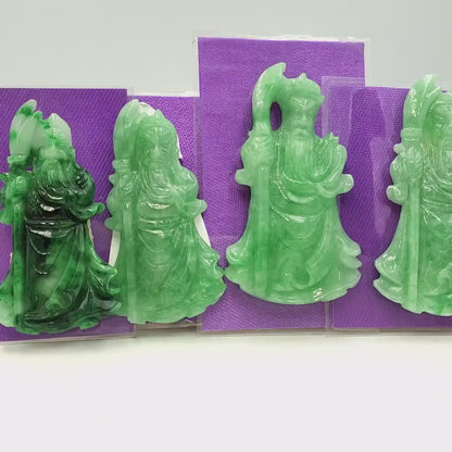 Yingmart Green Natural Jade Stone Carved Statue of generals Jadeite, Protection, Good Luck