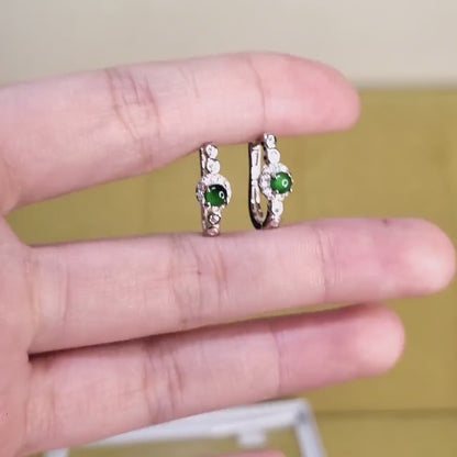 Yingmart Certified Genuine Icy Green Burmese Type A Jadeite Jade Gemstone Earrings Made With 925 Sterling Silver earrings, Gift for Women