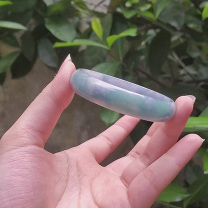 High Quality 50–60mm Natural-Colour Jade Light Purple Blue Bangle Bracelets Feng Shui Jewelry Gift for Her Mom Grandma Personalized
