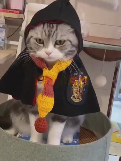 Embroidered Pet Cloak Cat Dog Costume Wizard Cape Halloween Outfit Cosplay Clothes