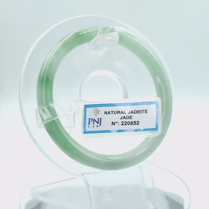 YingCollection 55mm PNJ220852 Certified Natural Color Green With Black Brown Spot Jadeite Jade Bangle Bracelet, Real Gemstone, Jewelry