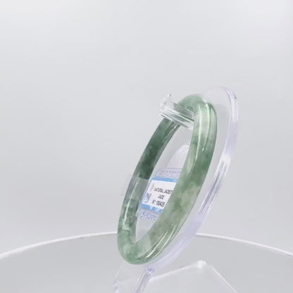 Yingmart 59mm PNJ180435 Certified Natural Greyish green, grey white jadeite jade bangle Bracelet, Real Gemstone Bracelet, Vintage Jewelry