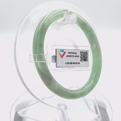 Yingmart 53mm LIULAB Certified Genuine Green Natural Jadeite Jade Thick Bangle Bracelets, Real Gemstone Bracelet, Vintage Jewelry