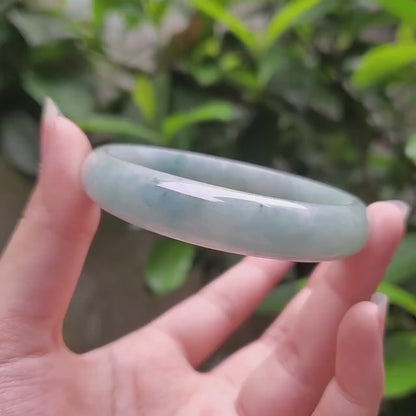 High Quality 48–72mm Natural-Colour Jade White to Blue Shade YingMart Jadeite Bangle Bracelets Burmese Gift for Her Grandma Mom