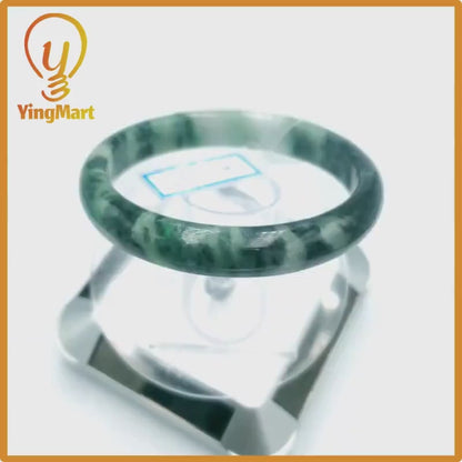Yingmart 67mm PNJ Certified Natural Color Grey White Natural Jadeite Jade Bangle Bracelet, Real Gemstone, Gift for Her Mom Grandma Sister