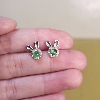 Yingmart Certified Genuine Icy Green Burmese Type A Jadeite Jade Gemstone Earrings Made With 925 Sterling Silver earrings, Gift for Women