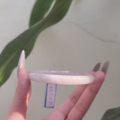 Yingmart 62mm PNJ Certified Natural Color White Natural Jadeite Jade Bangle Bracelet, Real Gemstone, Gift for Her Mom Grandma Grandpa Sister
