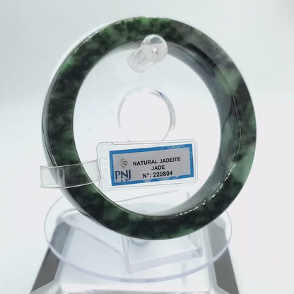 YingCollection 64mm PNJ220804 Certified Natural Color Greyish Green To Green, Grey White Jadeite Jade Bangle Bracelet, Real Gemstone