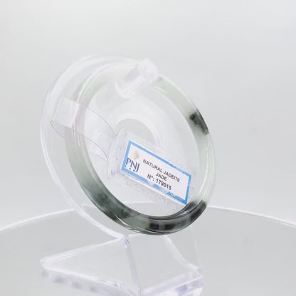 Yingmart 59mm Certified Natural grey green, purplish white, black brown spots jadeite jade bangle, Real Gemstone Bracelet,Vintage Jewelry