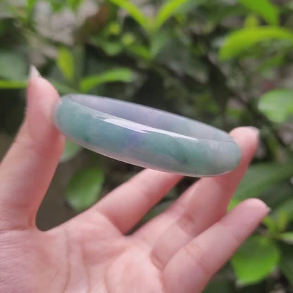 High Quality 50–60mm Natural-Colour Jade Light Purple Blue Bangle Bracelets Feng Shui Jewelry Gift for Her Mom Grandma Personalized