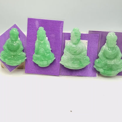 Yingmart Light Green Natural Jade Stone Carved Statue of gautama Buddha Jadeite, Protection, Good Luck