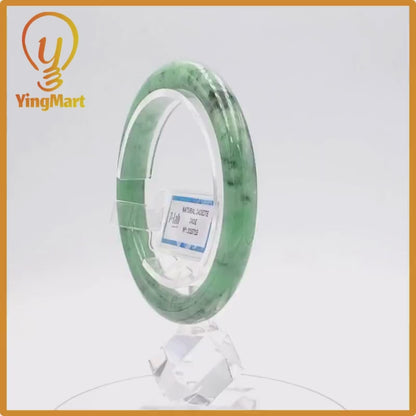 Yingmart 56mm PNJ Certified Natural Color Grey White Natural Jadeite Jade Bangle Bracelet, Real Gemstone, Gift for Her Mom Grandma Sister