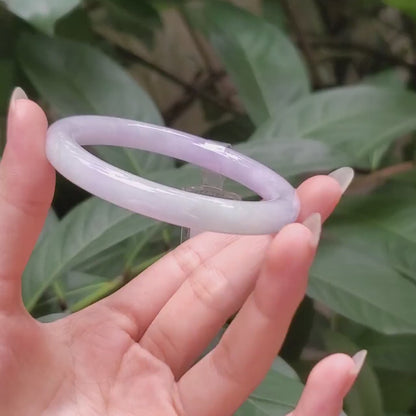 Yingmart  52mm PNJ Certified Natural Color Greenish Grey White Natural Jadeite Jade Bangle Bracelet, Real Gemstone, Gift for Her Mom Sister