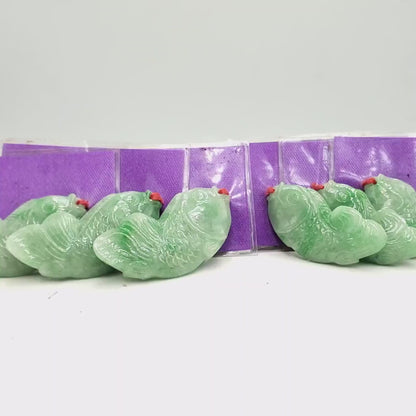 Yingmart Green natural Jade stone Charm carved Fish Pendant Necklace, Good Luck Pendant, Protection