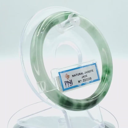 YingCollection 59mm PNJ223238 Certified Natural Color Green With Black Brown Spot Jadeite Jade Bangle Bracelet, Real Gemstone, Jewelry