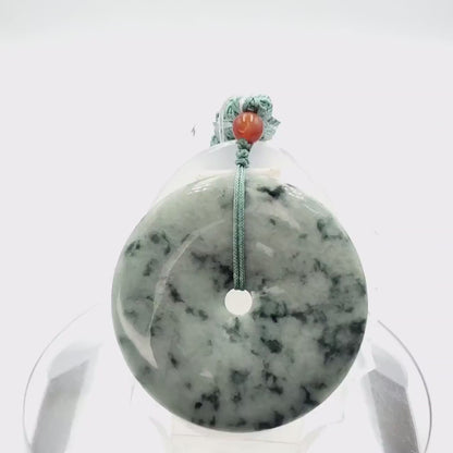 Yingmart  100% Natural Burma Jade Donut Pendant, Genuine MyanmarJadeite Real Jade Grade A Type A Hand Craved