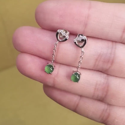 Yingmart SZ22074044 Certified Genuine Icy Green Burmese Type A Jadeite Jade Gemstone Earrings Made With 925 Sterling Silver earrings