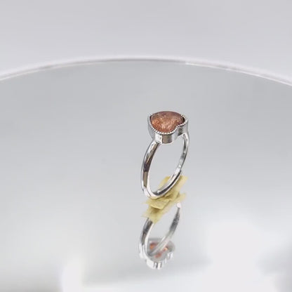 Yingmart Strawberry Quartz Heart Silver Ring,gemstone, jewelrydesigner,green jade, gemstone lover, gemstone jewellery