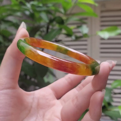 High Quality 48–72mm Jadeite Jade Yellow Green Spot YingMart Bangle Bracelets Gift for Her Mom Feng Shui Grandma Sister Mens