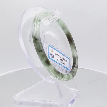 Yingmart 60mm PNJ180446 Certified Natural Light green, grey white, black brown spots jadeite jade bangle, Real Gemstone Bracelet,Vintage