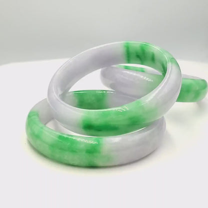 Yingmart 48 to 65mm Light Green, White Purple  jadeite Bracelet Bangle Natural Jade , Vintage Jewelry, Real Gemstone Bracelet, Gift for her