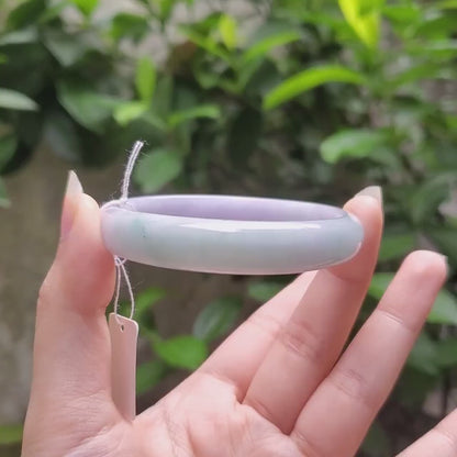 High Quality 48–72mm Natural-Colour Jade Very Light Purple to Light Green Bangle Gift for Her Mom Grandma Feng Shui Personalized