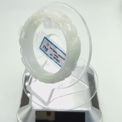 Natural Color Jadeite Jade Bangle 50mm PNJ267853 | White Grey White Jade Bracelet for Mother, Men, Grandma, Sister – Mothers day gift