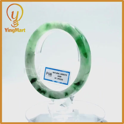 Yingmart 66mm PNJ Certified Natural Color Grey White Natural Jadeite Jade Bangle Bracelet, Real Gemstone, Gift for Her Mom Grandma Sister