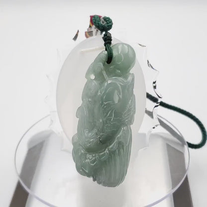 Yingmart Catfish Carved Pendant 100% Natural Genuine Jadeite Real Jade Type A Grade A Hand Carved