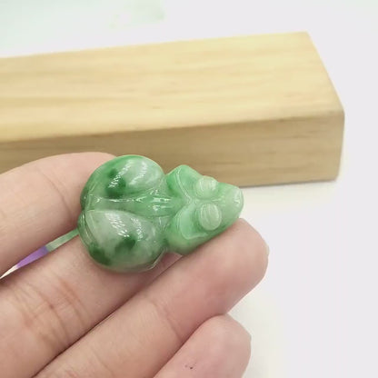 Yingmart Green Natural Jade Stone Carved Statue of Frog Jadeite, Decoration, Good Luck