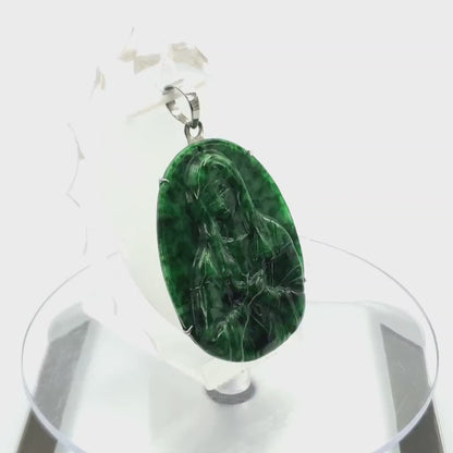 Yingmart  Jesus Jade 100% Natural Carved Pendant Genuine Jadeite Real Jade Grade A Type A With Metal Hook