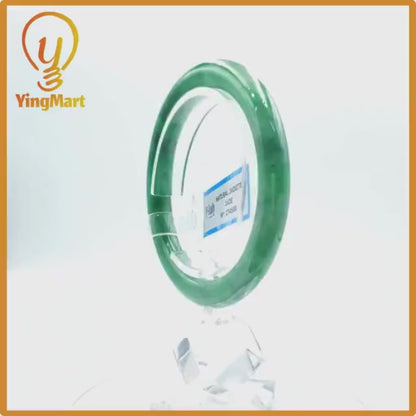 Yingmart 53mm PNJ Certified Natural Color Grey White Natural Jadeite Jade Bangle Bracelet, Real Gemstone, Gift for Her Mom Grandma Sister