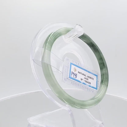 Yingmart 59mm Certified Natural Light to dark greyish green, grey white jadeite jade bangle, Real Gemstone Bracelet,Vintage Jewelry