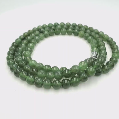 Yingmart  Natural Nephrite Jade stone bracelet necklace , Untreated Black bead bracelet, Vintage Jewelry