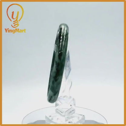 Yingmart  64mm PNJ Certified Natural Color Grey White Natural Jadeite Jade Bangle Bracelet, Real Gemstone, Gift for Her Mom Grandma Sister