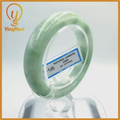 Natural Color Jade Bangle 50mm PNJ277592 | Green White to Light Green, Grey White Jade Bracelet for Men, Women, Grandma – Mothers day gift