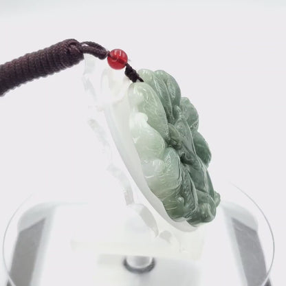 Yingmart  100% Natural Jade Nine - Tailed Fox Pendant Hand Carved  Burmese Myanmar Genuine Jadeite Real Jade Grade A Type A