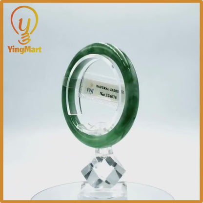 Yingmart 49mm PNJ Certified Natural Color Greyish Green Natural Jadeite Jade Bangle Bracelet, Real Gemstone, Gift for Her Mom Grandma Sister