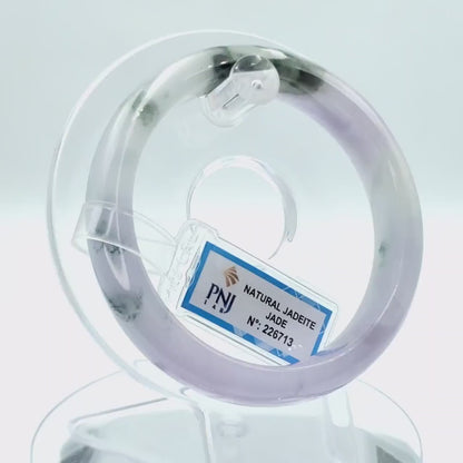 YingCollection 58mm PNJ226713 Certified Natural Color Green With Black Brown Spot Jadeite Jade Bangle Bracelet, Real Gemstone, Jewelry