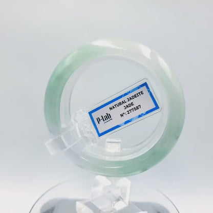 Certified 51mm PNJ277587 Real Jade Bangle | Natural Color Green-White to Green, Grey White Jadeite Bracelet for Men, Women, Grandma, Sister